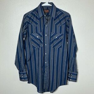 Plains Western Wear Men’s Small Navy Striped Shirt